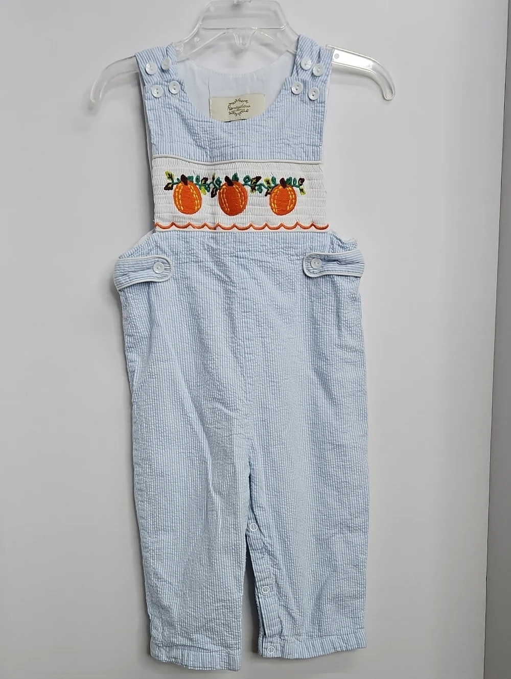 Honeydew Smocked Pumpkins Striped Overalls Sz 24months 100% Cotton